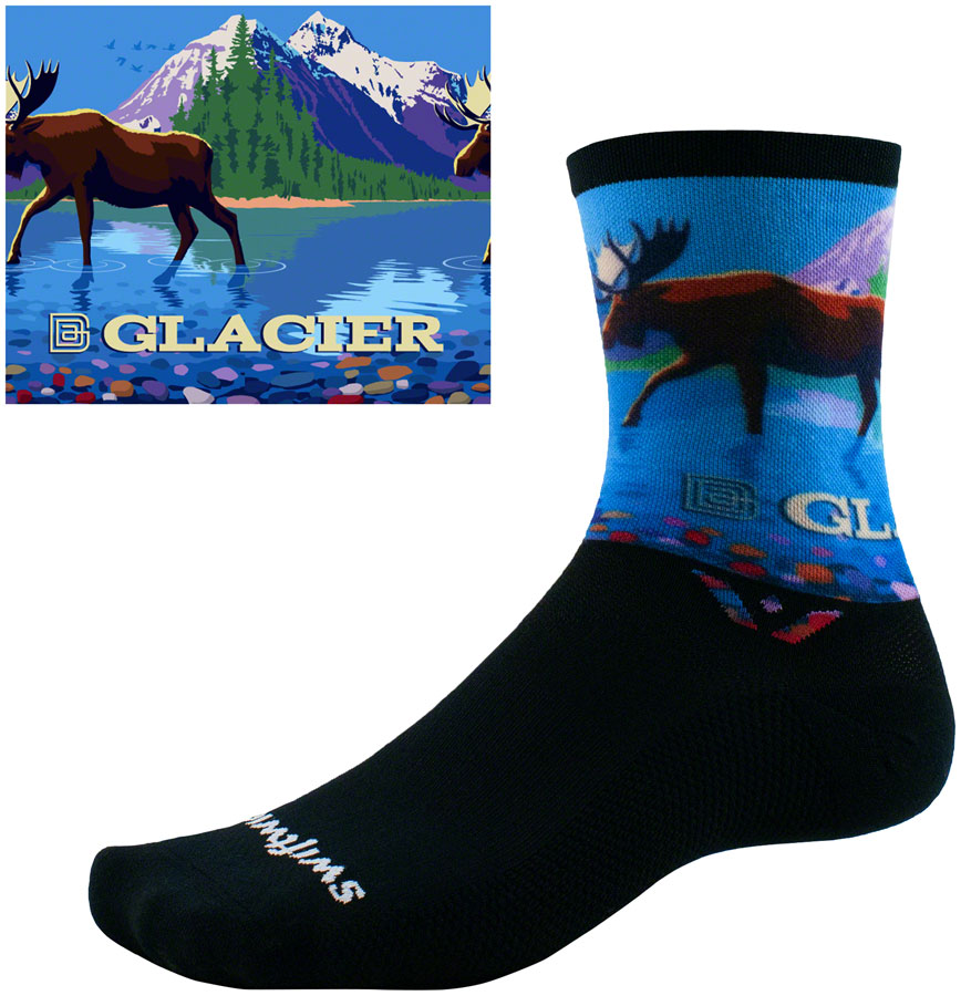 Swiftwick Vision Impression National Park Crew Socks - 6", Glacier, Small