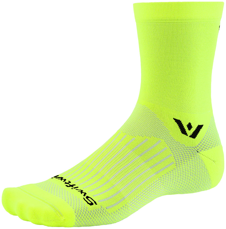 Swiftwick Aspire Mid-Crew Socks - 5", Hi-Viz Yellow, Small