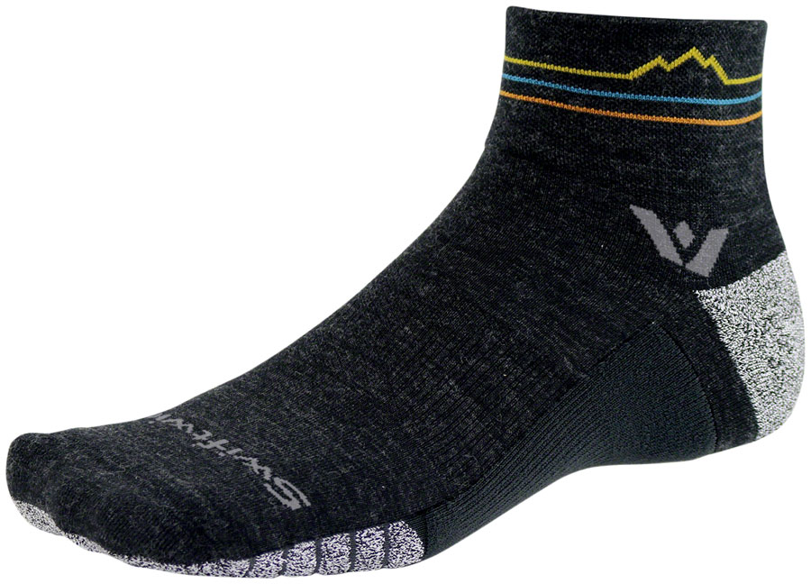Swiftwick Flite XT Trail Quarter Crew Socks - 4", Coal Sunset Mountain, X-Large