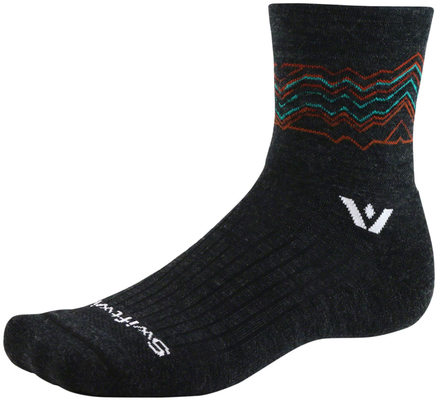 Swiftwick Pursuit Quarter Crew High Socks - 4", Coal Orange, Medium
