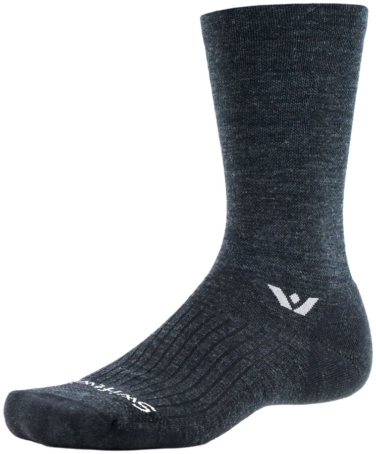 Swiftwick Pursuit Crew Socks - 6", Coal Orange, X-Large