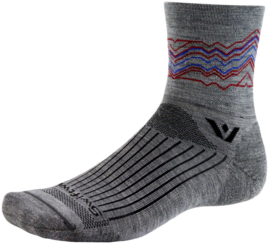 Swiftwick Pursuit Crew Socks - 6", Heather Red, Large