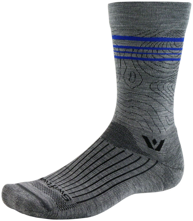 Swiftwick Pursuit Crew Socks - 6", Topographic Gray, Large