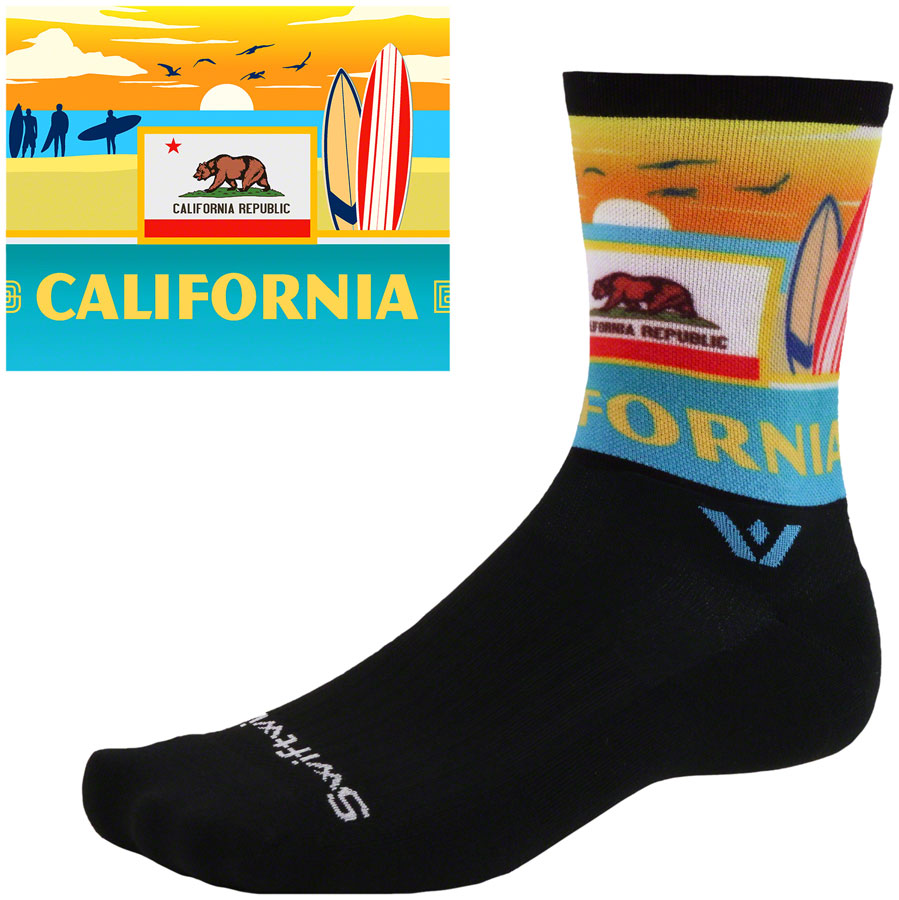 Swiftwick Vision Impression National Park Crew Socks - 6", California, Small
