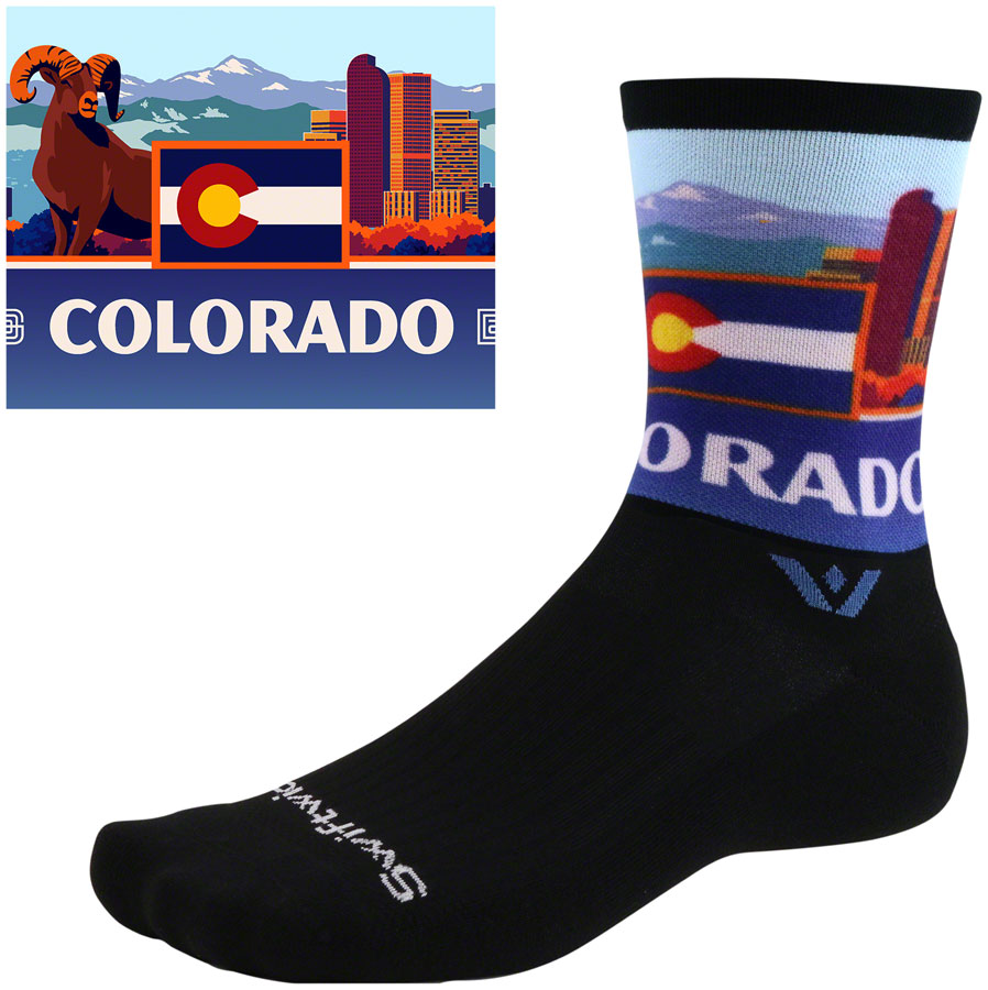 Swiftwick Vision Impression National Park Crew Socks - 6", Colorado, Large