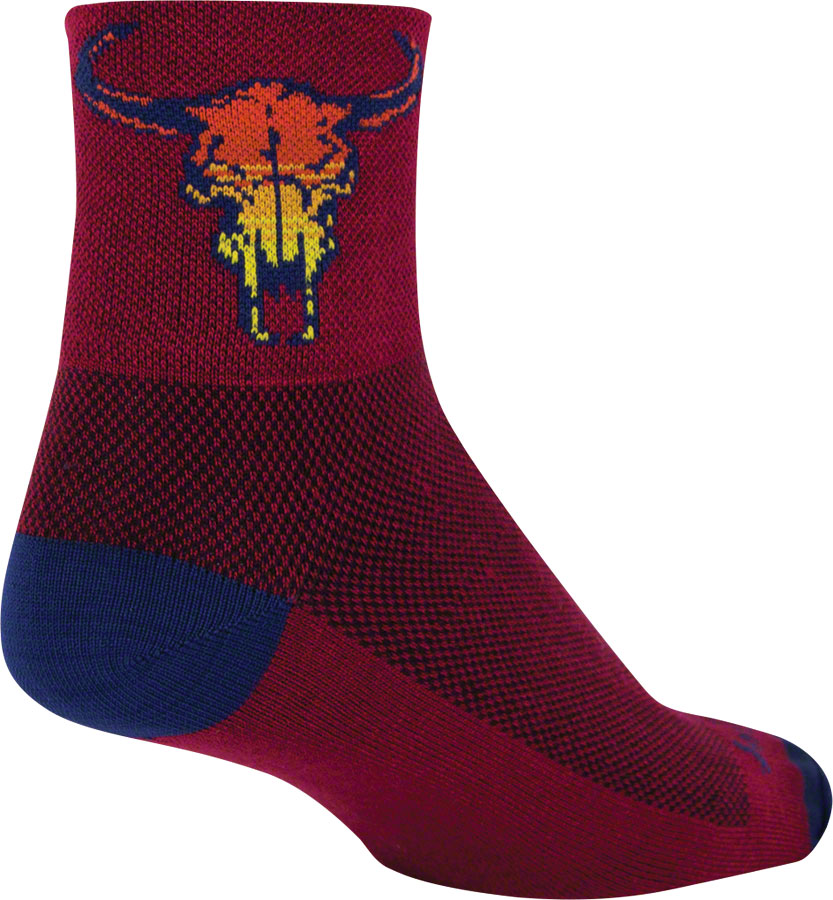 SockGuy Classic Desert Skull Socks - 3", Red, Small/Medium