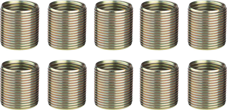 Unior Proprietary Crank Repair Pedal Thread Inserts for Right Crankarm, 9/16": 10 Pack, Brass