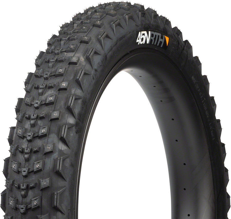45NRTH Dillinger 4 Tire - 26 x 4.2, Tubeless, Folding, Black, 120 TPI, 168 Large Concave Carbide Aluminum Studs