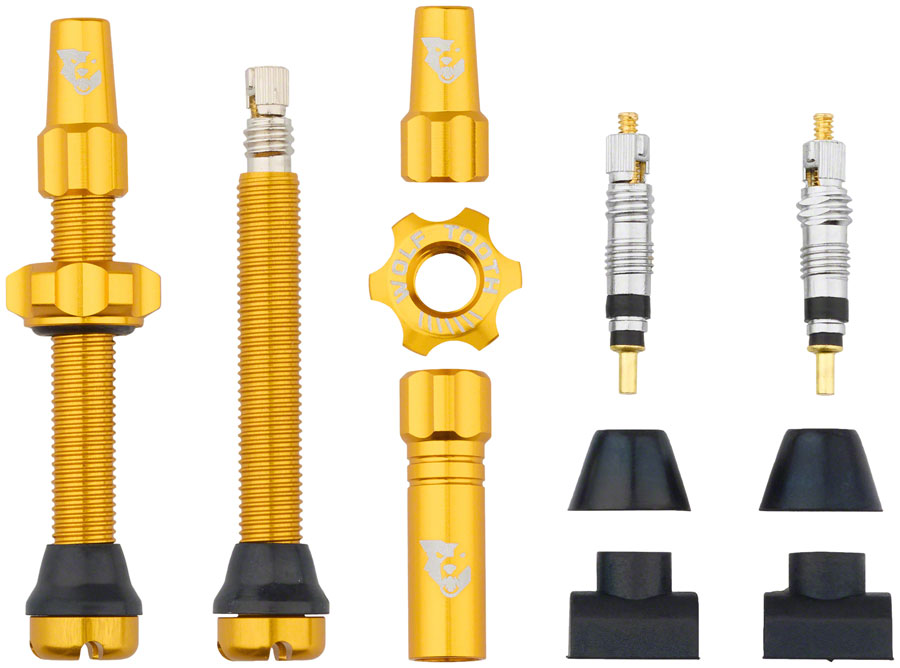 Wolf Tooth Tubeless Valve Stem Kit - 44 mm, Gold