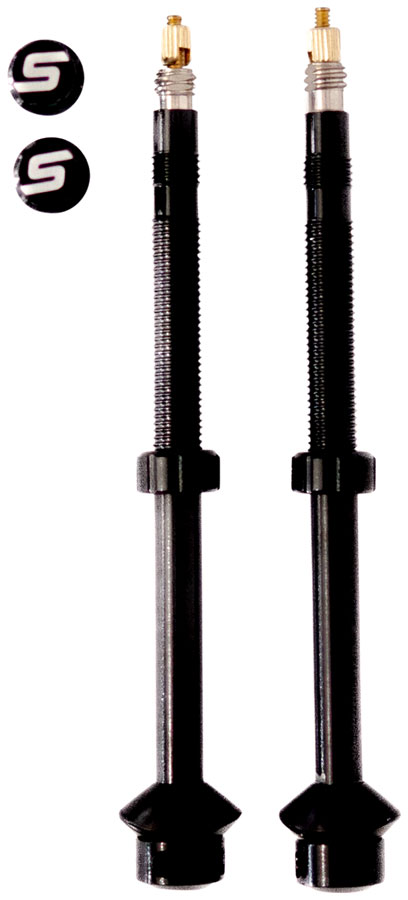 Stan's Tubeless Universal + Valves Stems - Alloy, Deep, Pair, 65mm, Black