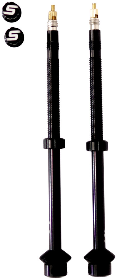 Stan's Tubeless Universal + Valve Stems -  Alloy, Deep, Pair, 85mm, Black