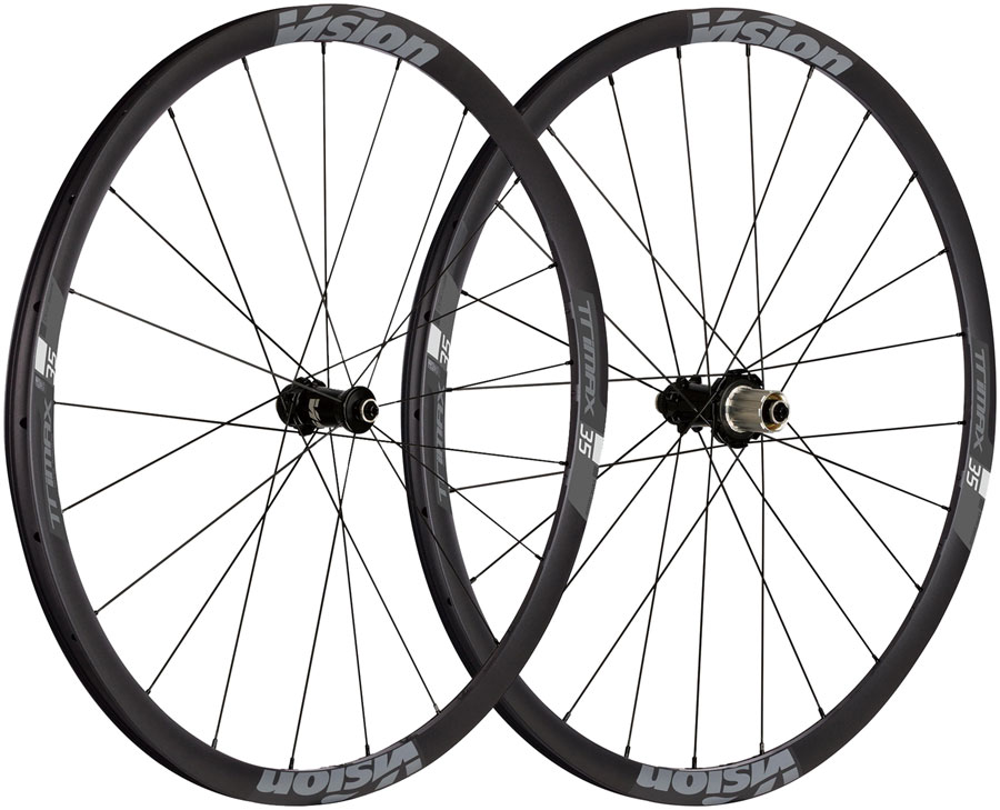 Vision TriMax 35 TL Wheelset, Tubeless 700c, 21/24H Spoke Count, Disc Brake, Center Lock Rotor Mount – Black