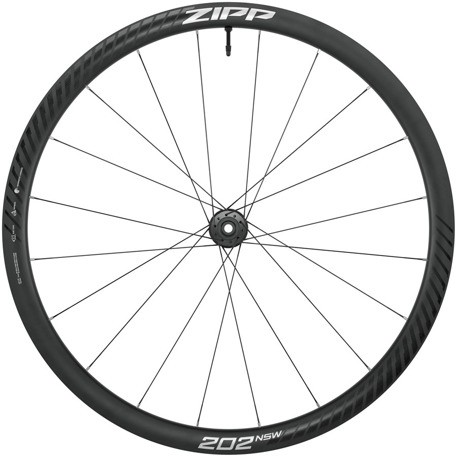 Zipp 202 NSW Front Wheel - 700, 12 x 100mm, Center-Lock, Tubeless, Carbon, Black/Dark Gray, 20H, A1