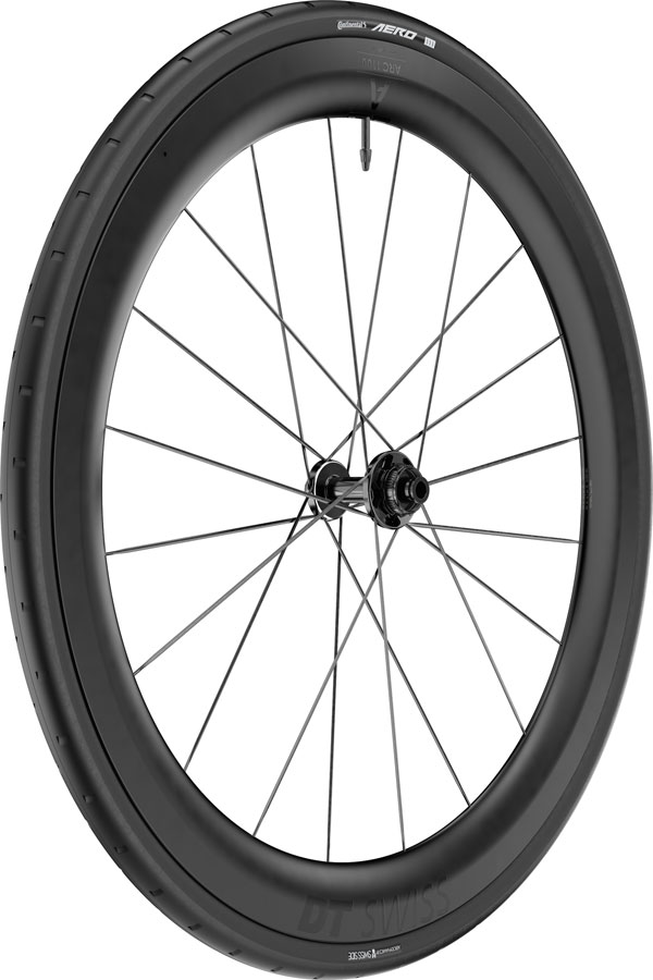 DT Swiss ARC 1100 DiCut 55 Front Wheel - 700, 12 x 100mm, Center-Lock, Black w/Black Decal, WTS w/Aero 111 Tire