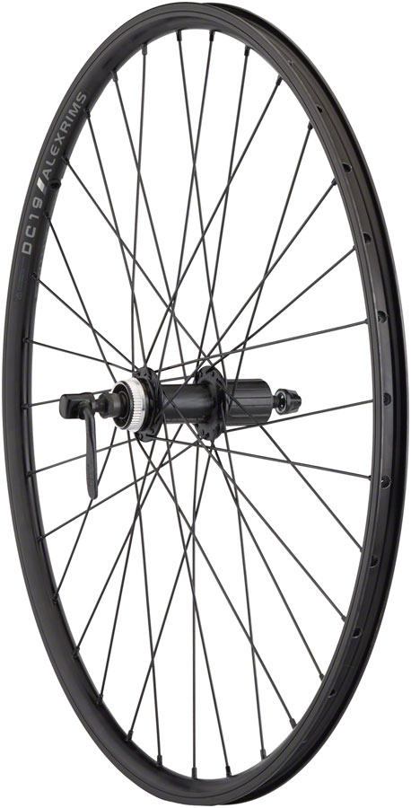 Quality Wheels Value Double Wall Series Rim+Disc Rear Wheel - 26", QR x135mm, Center-Lock/Rim Brake, HG10, Black, Clincher, 32H