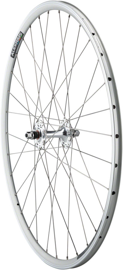 Quality Wheels Value Double Wall Series Track Front Wheel - 700, 9x1 Threaded x 100mm, Rim Brake, Silver, Clincher, Cartridge, 32H