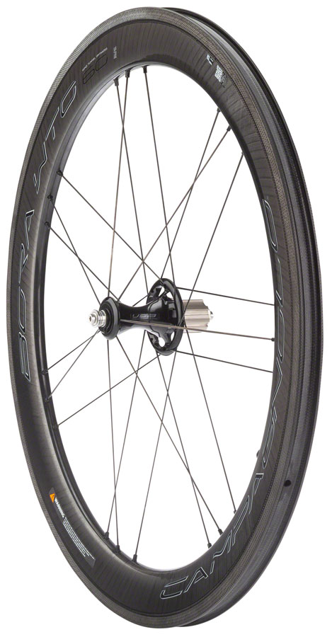 Campagnolo BORA WTO 60 Rear Wheel - 700, QR x 130mm, Rim Brake, 2-Way Fit, Dark Label